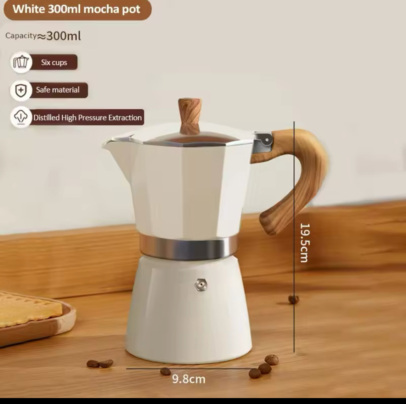 Olla Moka de 300 ml. Estilo Italiano de aleación de aluminio.